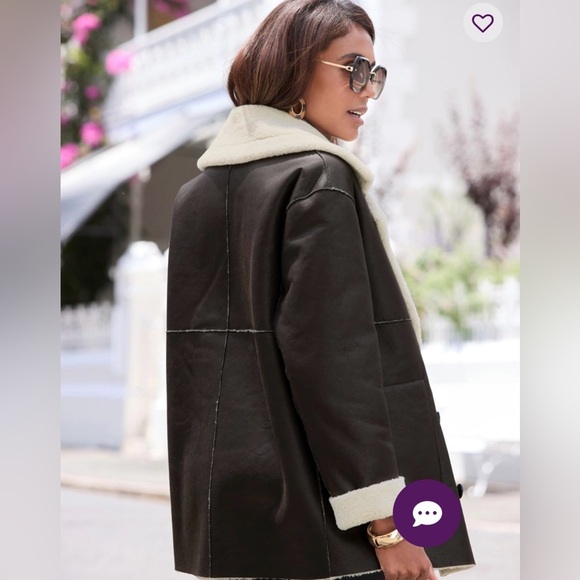 Lascana Women’s Reversible Double Breasted Coat Sz.6 Brown Ivory NEW WITHOUT TAG - Picture 3 of 13